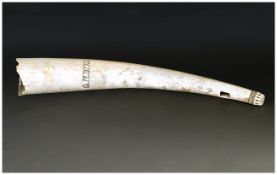 Ivory Olifant/Oliphant Side Blown Hunting Horn, Looks To Be African, Decorated To The Thinner End