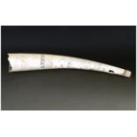 Ivory Olifant/Oliphant Side Blown Hunting Horn, Looks To Be African, Decorated To The Thinner End