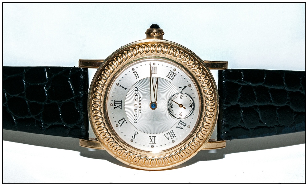 Gents 18ct Gold Cased Garrard Wristwatch, with visable 21ct white gold rotor and a high grade - Image 4 of 6