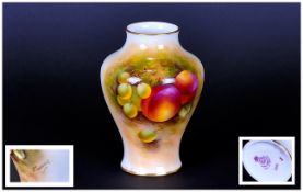 Royal Worcester Hand Painted Small Vase ' Fallen Fruits ' Signed E. Townsend. Shape 2491. Height 4
