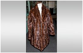 Ladies Multi-Tonal Brown Mixed Fur Coat, fully lined, collar with revers. Cuff sleeves.