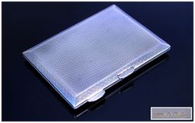 Art Deco Deluxe Silver Engine Turned Cigarette Case. Hallmark Birmingham. 3.25 x 2.5 Inches. 105.6