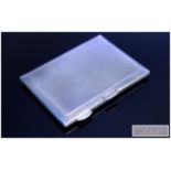 Art Deco Deluxe Silver Engine Turned Cigarette Case. Hallmark Birmingham. 3.25 x 2.5 Inches. 105.6