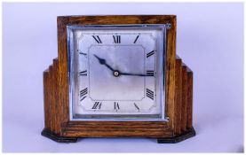 Garrards - Electric Art Deco Oak Cased 8 Day Westminster Chiming and Striking Mantel Clock,