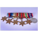 WW2 Collection Of Medals On Bar Comprising 39-45 Star, The Atlantic Star & Clasp, The Africa