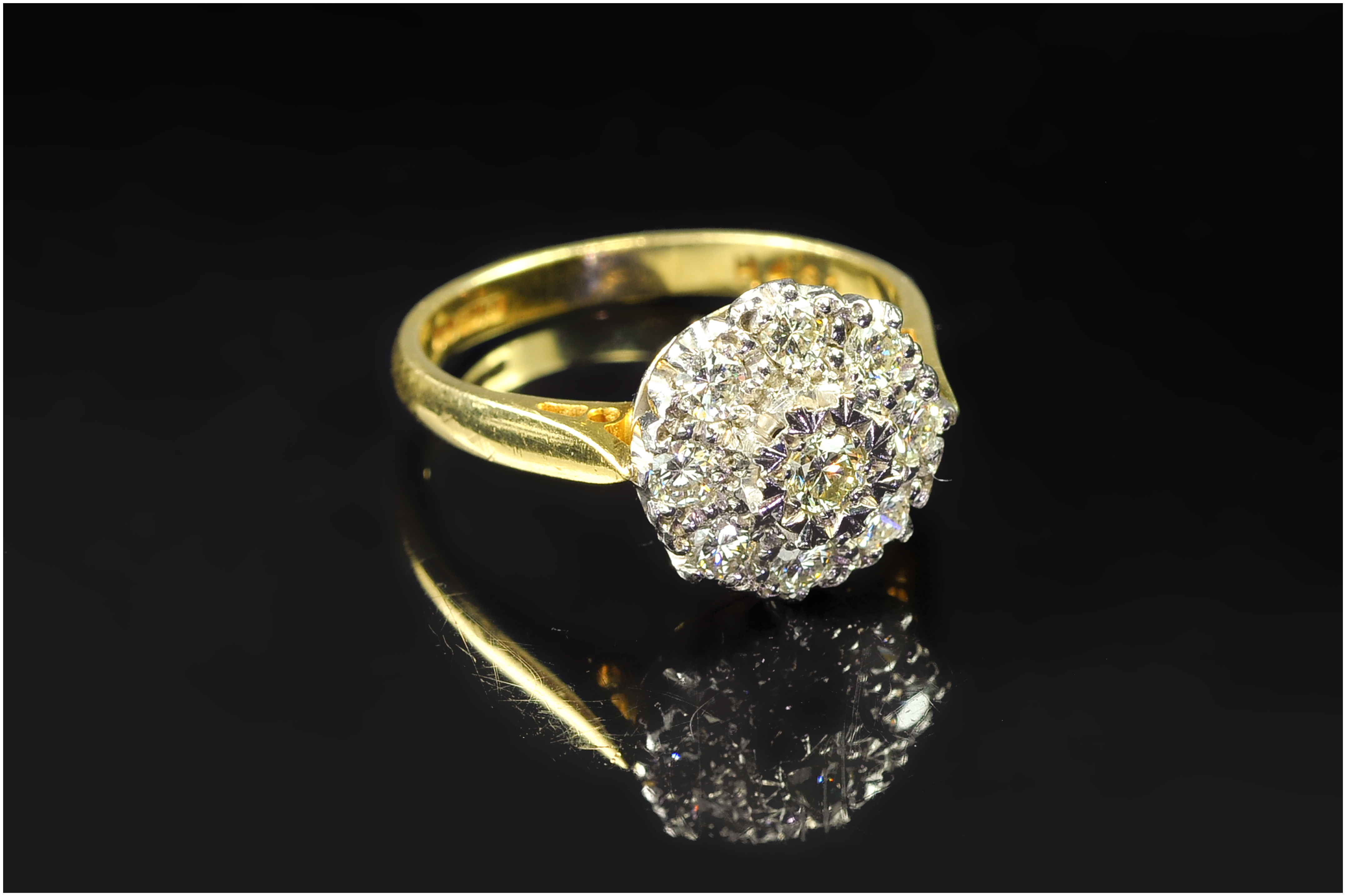 18ct Gold Diamond Cluster Ring, Set With A Cluster Of Round Modern Brilliant Cut Diamonds, Claw Set, - Image 2 of 5
