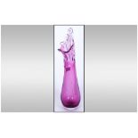 Murano Signed and Dated Pale Cranberry Studio Art Vase. Stands 13 Inches High. Excellent Condition.