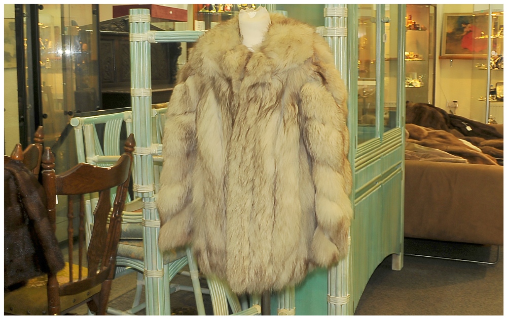 Ladies Blue Fox Jacket, Fully lined, Collar with revers, discreet suede strips between pelts. Hook & - Image 2 of 5