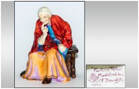 Royal Worcester Early Figure ' Fortune Teller ' Purple and Orange Dress, Orange Red Shawl.