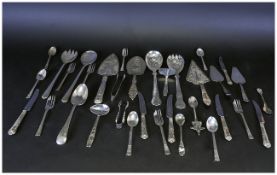 Collection of Silver Plated Flatware, some Victorian and some Continental Silver.