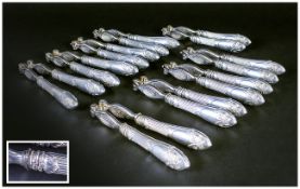 European - Early 20th Century Quality and Rare, Set of Silver Nine Handled Nutcrackers. Silver