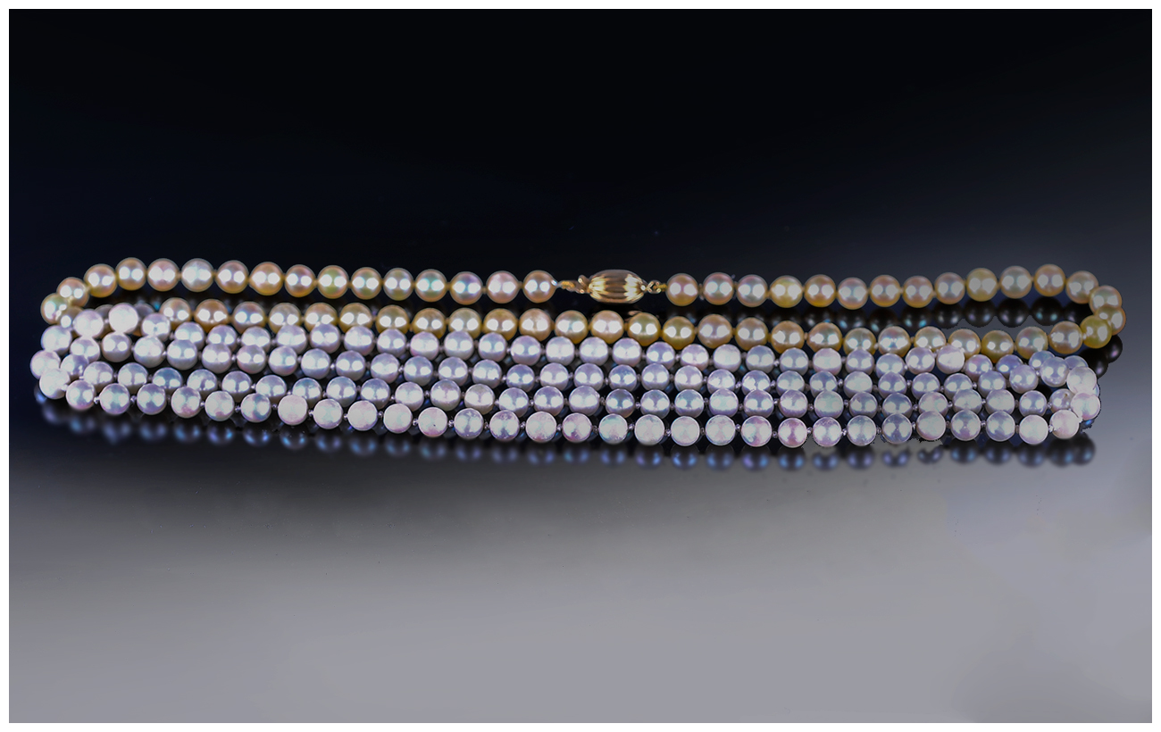 Pearl Necklace With 9ct Gold Clasp, 17 Inches Long Together With One Other Length 32 Inches