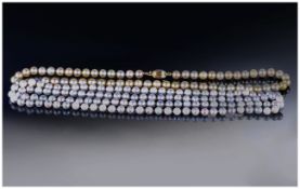 Pearl Necklace With 9ct Gold Clasp, 17 Inches Long Together With One Other Length 32 Inches