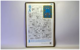 Framed Coloured Map of 'The County Palatine of Lancaster' 13 by 21 inches.