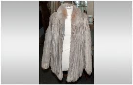 Ladies Blue Fox Fur Jacket, fully lined, slit pockets, Label inside reads 'Saga Fox'