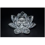 Swarovski Crystal Water lily Candle - Holder with Crystal Ball Feet, Designer Max Shreck. Diameter