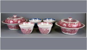 Enoch Woods 6 Pieces, 4 pudding basins & 2 covered veg dishes. Circa 1950's