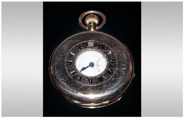 A 9ct Gold Cased Demi - Hunter Top Wind Pocket Watch. Hallmark London 1920. 98.1 grams. Excellent - Image 5 of 5