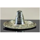Mexican Silver Hat Marked 900. Weight approx 75 grams. 5 inches in diameter.