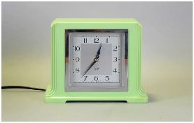 Art Deco Smiths Electrical Green Bakelite Clock. Rare Bakelite Colour, In High Deco Style. c.1930's.