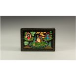 Russian Lacquered Box with hand painted scene to the lid, titled in Cyrillic script, 'Princess