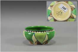 Clarice Cliff Hand Painted Bowl ' Abstract ' Killarney Design. c.1934. Height 2.5 Inches, Diameter