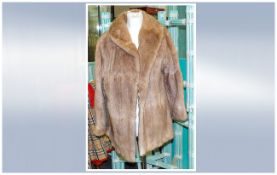 Ladies Light Brown Musquash Coat, fully lined, Hook & Loop Fastening. A.F