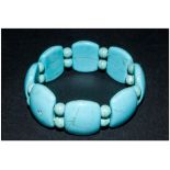 Turquoise Howlite Bracelet, smooth, curved, rectangular beads, flat to the backs, interspaced with