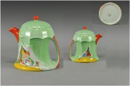 Shelley Art Deco Nursery Teapot, Signed H Cowhan. Reg No.724421. Height 6.25 Inches. Good