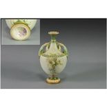 Royal Worcester Fine Two Handled Urn Shaped Vase. Date 1899. Shape No.1683. Height 7.5 Inches.