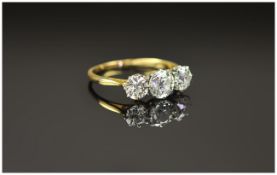 3 Stone Diamond Ring Set With 3 Old Round Cut Diamonds, Estimated Diamond Weight 1.20ct,