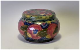 Moorcroft 'Pomegranate and Berries' Lidded Powder Bowl, Signed & dated William Moorcroft 1914. 4''