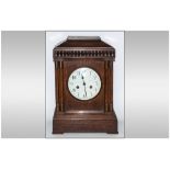 German / Austrian 19th Century Oak Cased Mantel Clock with Eight Day Striking and Chiming Movement