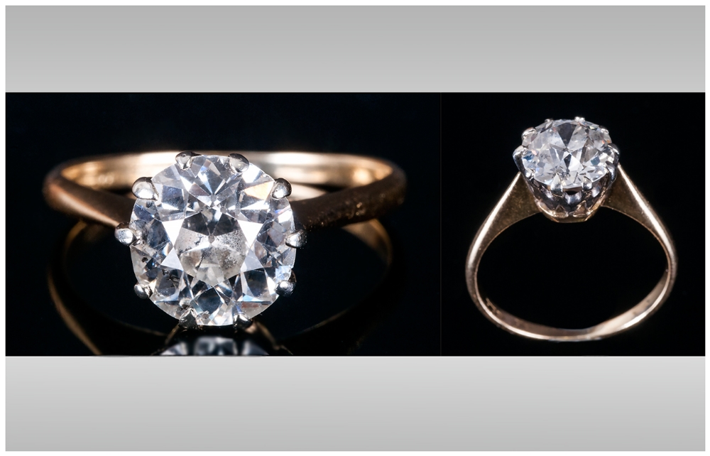 18ct Gold Set Single Stone Diamond Ring, The Diamond of good colour. Diamond weight 2.08cts. - Image 3 of 5