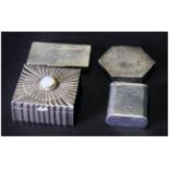Collection Of 3 Silver Pill Boxes, All Hinged And Hallmarked, One Set With An Opal + 1 Other (4)