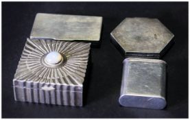 Collection Of 3 Silver Pill Boxes, All Hinged And Hallmarked, One Set With An Opal + 1 Other (4)