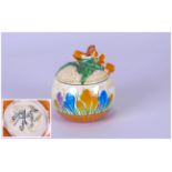 Clarice Cliff Hand Painted - Small Lidded Preserve Pot ' Crocus ' Design. c.1929. Height 3.25