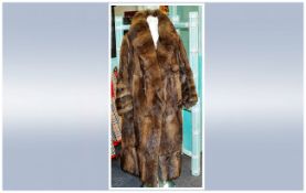 Ladies Full Length Musquash Fur Coat, Large Collar. Fully Lined. A.F