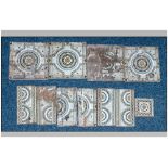 Collection Of Minton Tiles, Floral Daisy Design, Four 6 Inch² Tiles, Four 3x6 Inch Edging Tiles, One