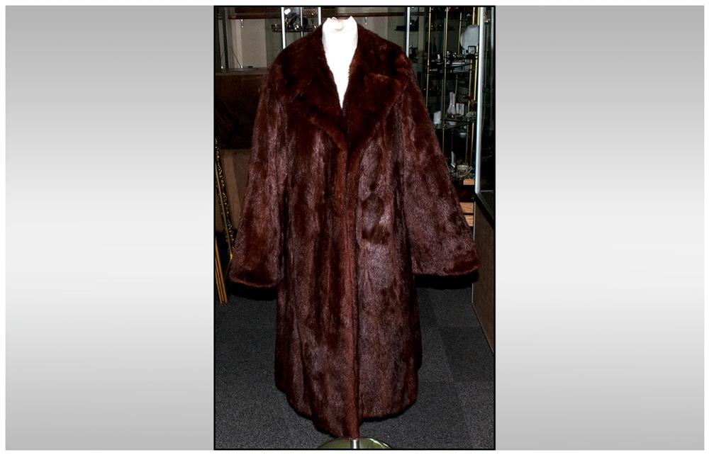 Ladies Red/Brown Three Quarter Length Coat, Fully Lined. Label inside reads 'Philip Burger, 60 - Image 2 of 5