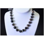 Graduating Banded Agate Necklace, 18 Inches Long, Largest Bead 15mm