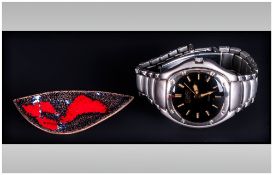 Gents Giovanni Fashion Watch Together With An Enamelled Abstract From Brooch