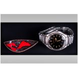 Gents Giovanni Fashion Watch Together With An Enamelled Abstract From Brooch