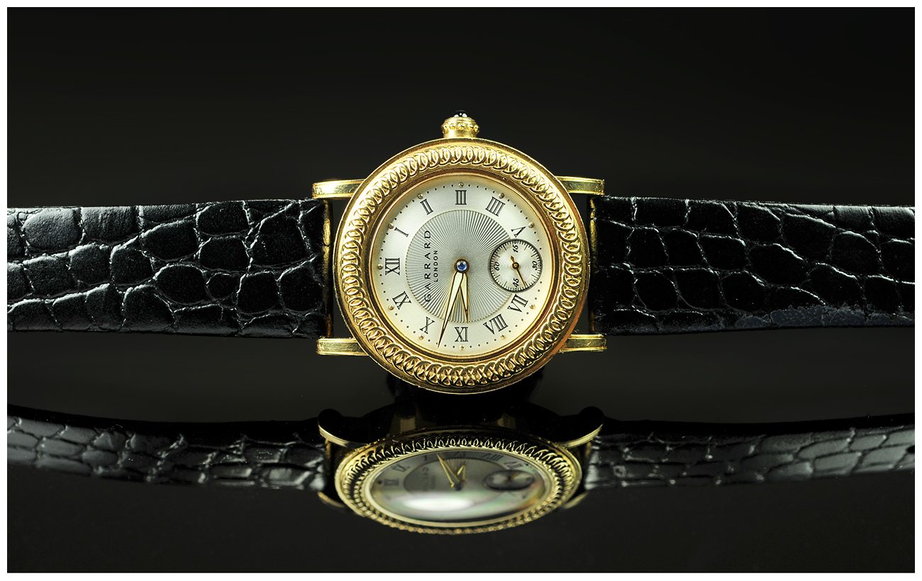 Gents 18ct Gold Cased Garrard Wristwatch, with visable 21ct white gold rotor and a high grade - Image 5 of 6