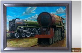 Martin Dobson Railway Artist, Born 1947, Titled 'Duke Of Gloucester' 71000. Oil on Board, Signed.