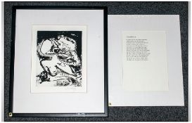 Framed Contemporary Abstract Dry Point Etchings After Artist John Bellamy. Pencil signed to the