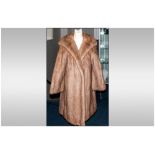 Ladies Three Quarter Length Honey Blonde Mink Coat. Fully lined, slit pockets. Hook & loop