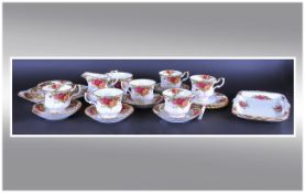 Royal Albert 'Old Country Roses' Part Teaset (25) pieces in total. Comprising cups, saucers and side