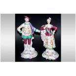 Spode Chelsea Figures No 1 Pair of Gentleman and Lady Figures in 18th Century Dress, the figures are