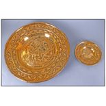 Rare Brass Embossed Alms Dish. Early 17th Century. Dutch or German origins. The centre of the dish